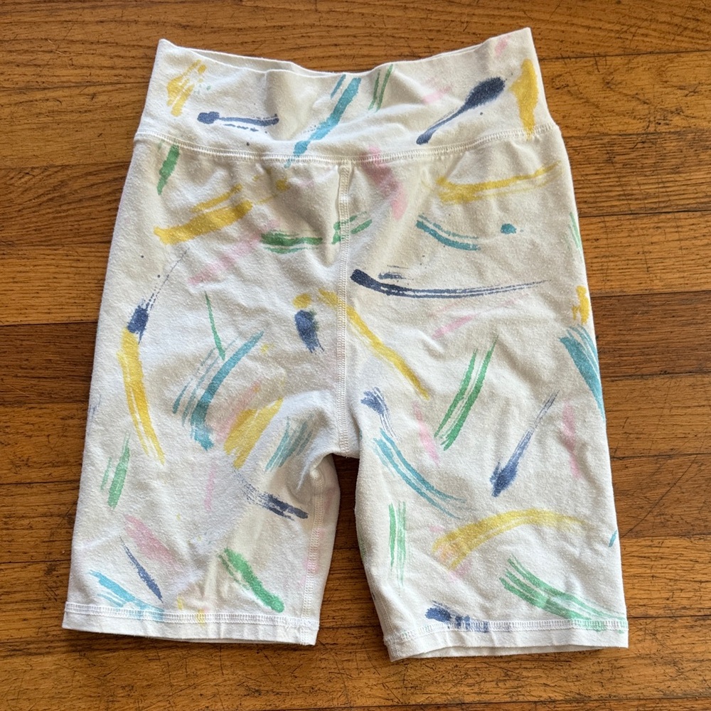 Jungmaven White Athletic Shorts with Colorful Strokes
